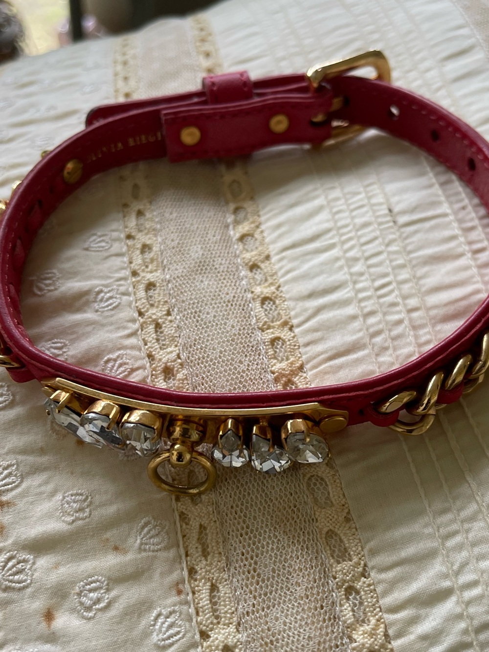 Olivia Rigel red dog collar with Swarovski crystals new.